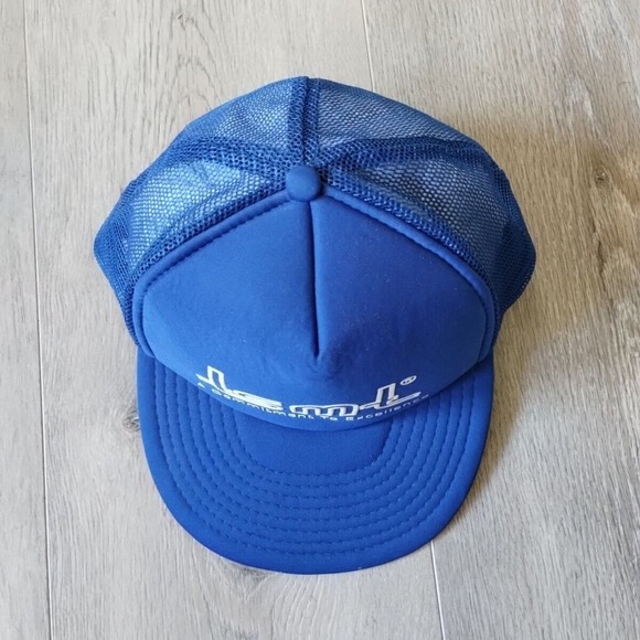 Vintage Trucker Hat TSMT Snapback Cap Blue White Tri State Motor Transit OSFA - Picture 3 of 11